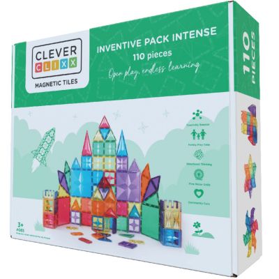 Kit de construction magnétiques couleur vive (110 pièces) Cleverclixx