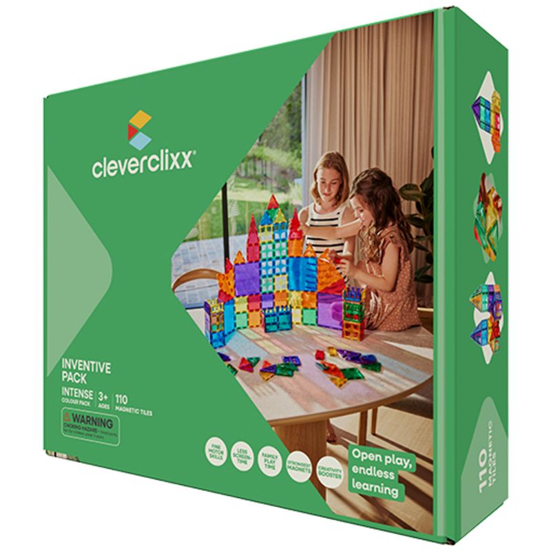 Kit de construction magnétique Inventive Intense (110 pièces) Cleverclixx Packaging 1
