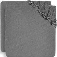 Lot de 2 draps housses gris foncé (60 x 120 cm)  par Jollein