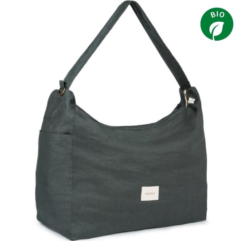 Sac à poussette Lin français green blue Nobodinoz