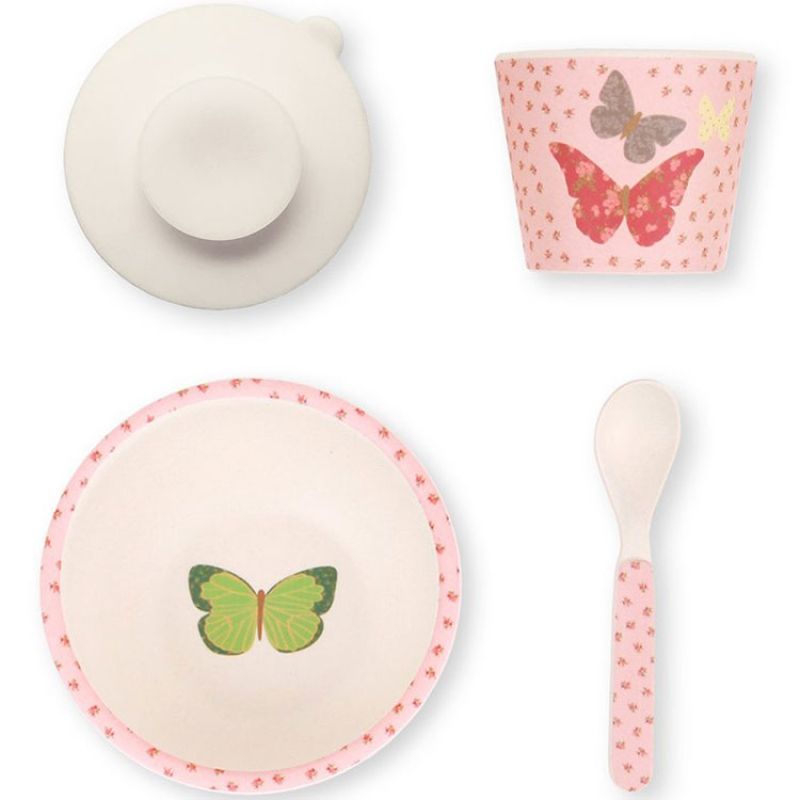 Coffret repas bébé en bambou papillon (3 pièces) Love Maé