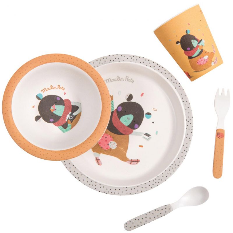 Coffret repas ocre Les jolis trop beaux (5 pièces) Moulin Roty