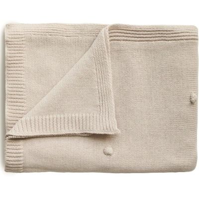 couverture tricotée en coton bio textured dots off white (80 x 100 cm)