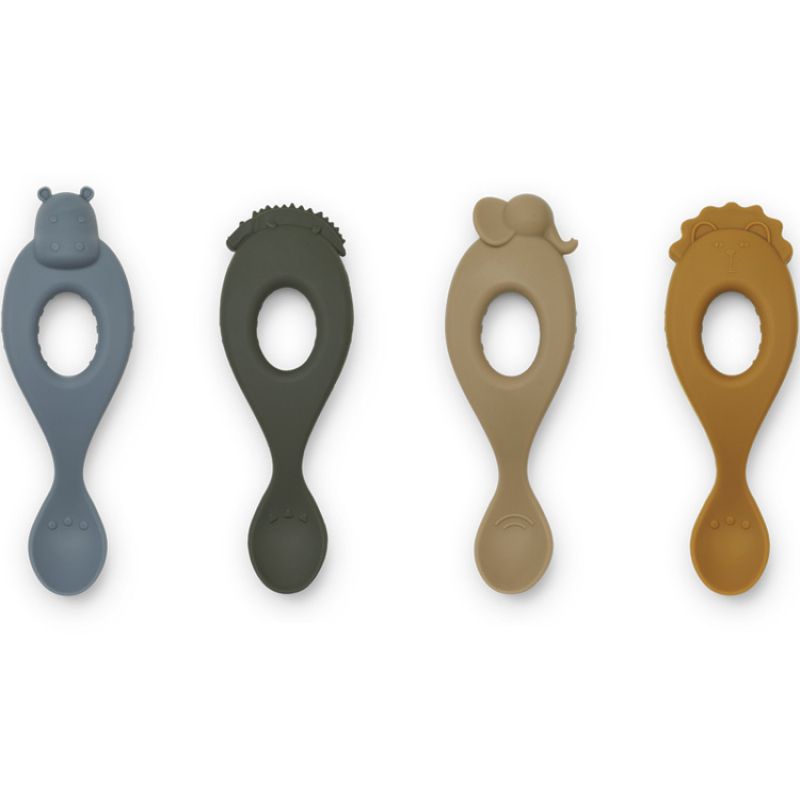Lot de 4 cuillères en silicone Liva Safari Blue multi mix Liewood