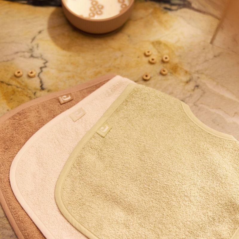 Lot de 3 bavoirs en éponge Sand-Soft Matcha-Milky Coffee Jollein Ambiance 2