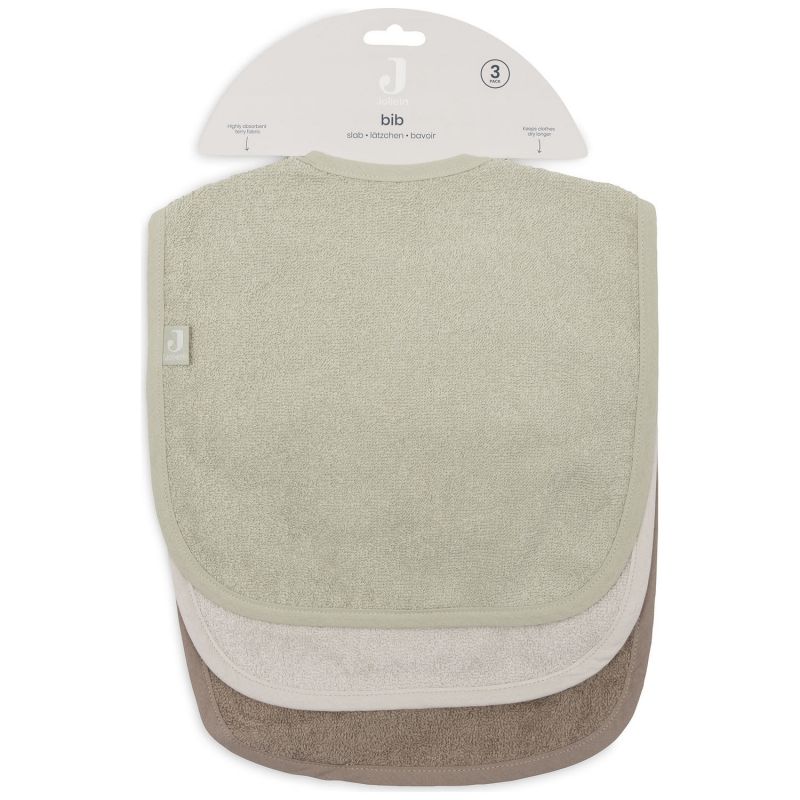 Lot de 3 bavoirs en éponge Sand-Soft Matcha-Milky Coffee Jollein Packaging 9