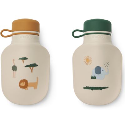 Lot de 2 gourdes réutilisables Lizzie Safari Sandy Mix Liewood