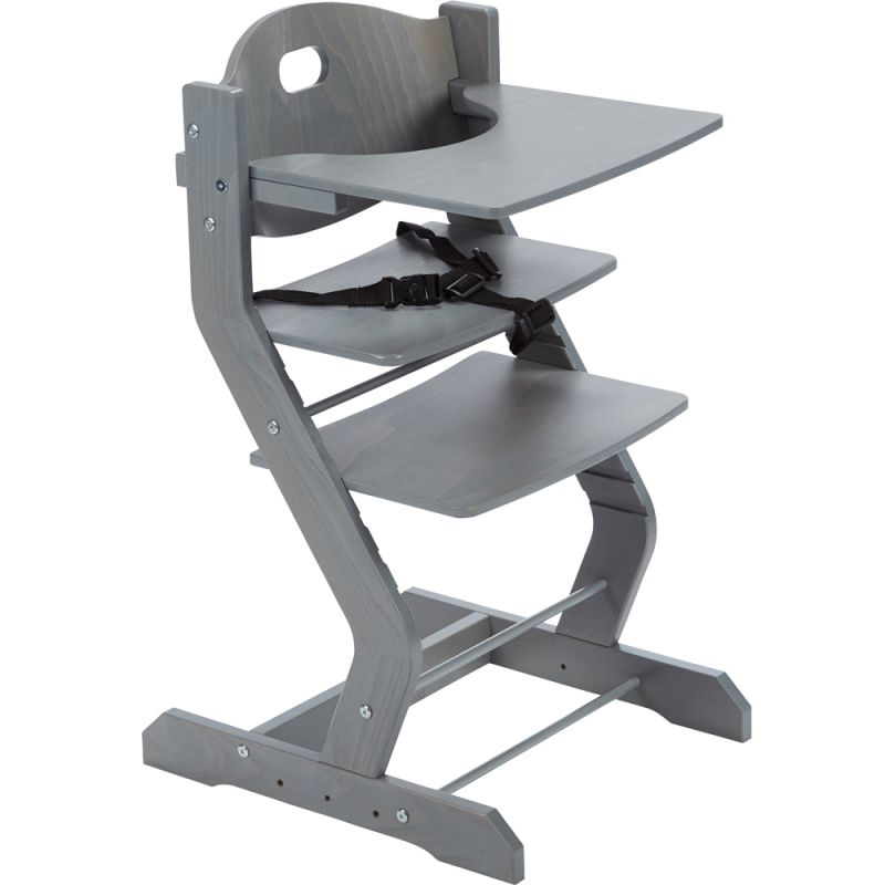 Chaise haute basic avec plateau Grey Tissi