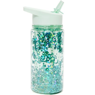 Gourde à paillettes vert d'eau (300 ml) Petit Monkey