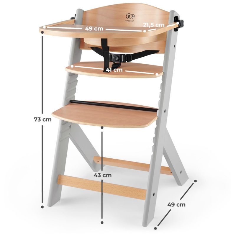 Chaise haute évolutive Enock avec coussin Natural-Grey Kinderkraft Produit 7