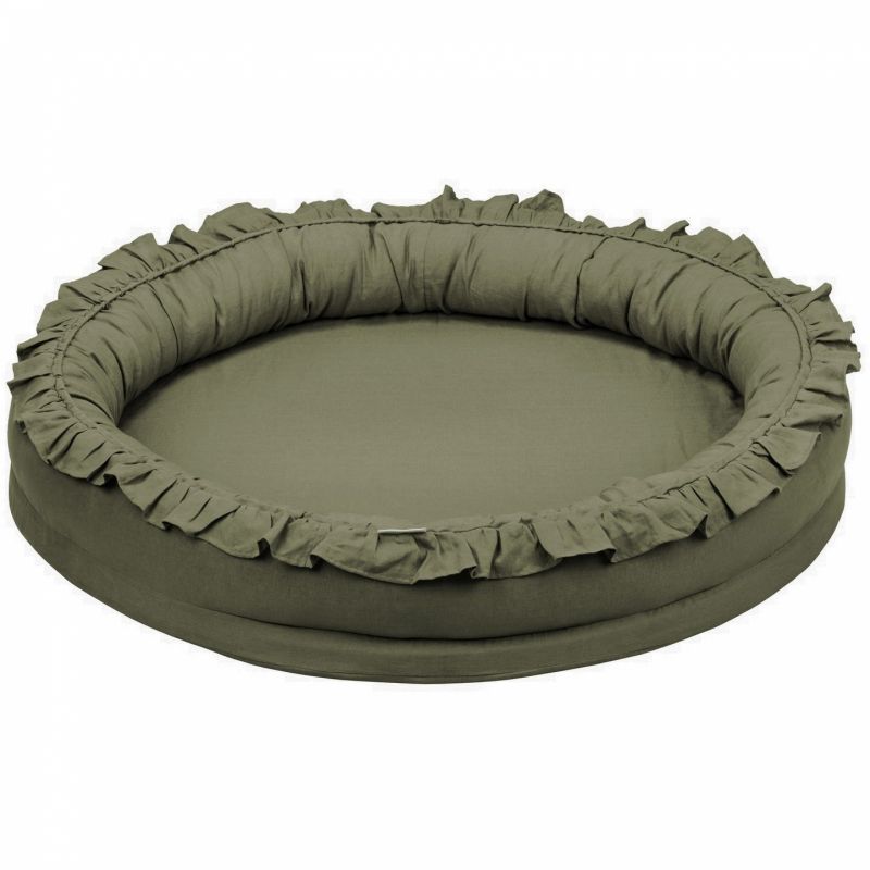 Tapis de jeu cocon à volants olive Pure nature Cotton&Sweets