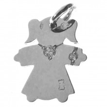 Pendentif petite fille ou petit garçon collier et bracelet diamant 20 mm (or blanc 750°)  par Loupidou