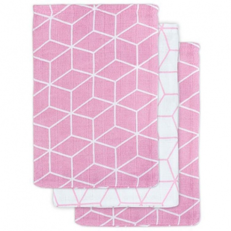 Lot de 3 gants de toilette hydrophiles Graphic rose Jollein