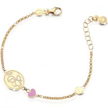 Bracelet ange et coeur rose (or jaune 375°)  par leBebé