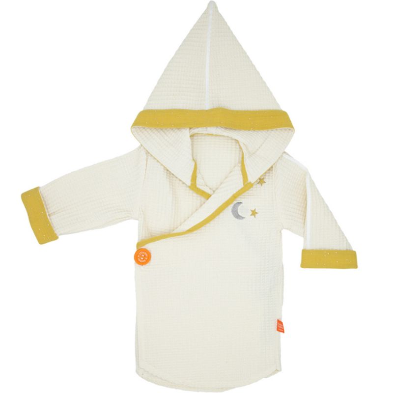 Peignoir kimono en nid d'abeille Écru personnalisable (2-4 ans) L'oiseau bateau