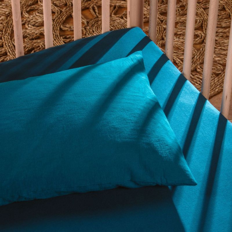 Taie d'oreiller pur coton Bleu nuit (40 x 60 cm) Kadolis Ambiance 3