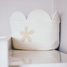Panier de rangement Fleur écru (30 x 20 cm)