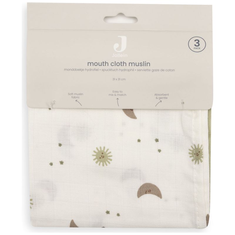 Lot de 3 mini langes Over the Moon (31 x 31 cm) Jollein Packaging 5