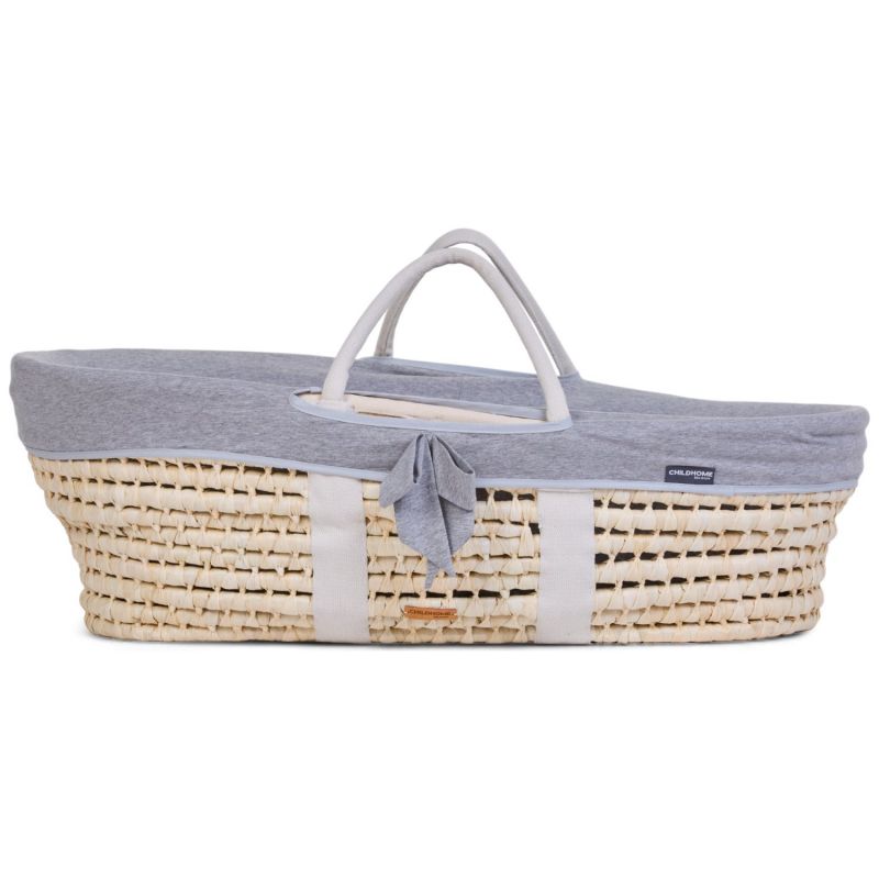 Couffin moïse naturel avec matelas et habillage jersey gris Childhome Produit 1