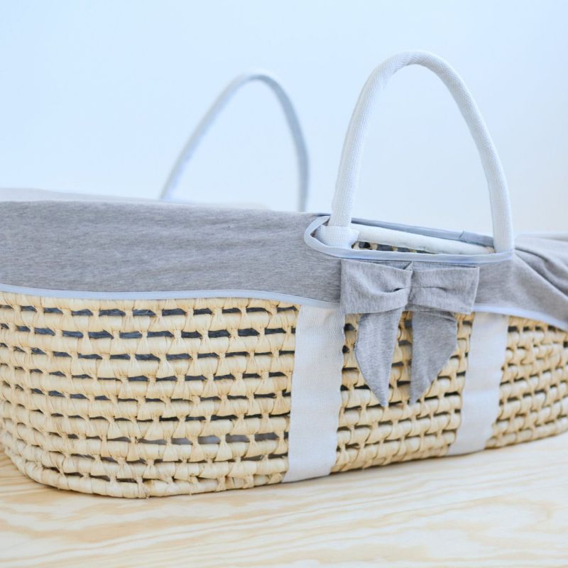Couffin moïse naturel avec matelas et habillage jersey gris Childhome Ambiance 5