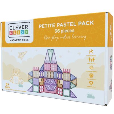 Petit kit de construction magnétiques couleur pastel (36 pièces) Cleverclixx