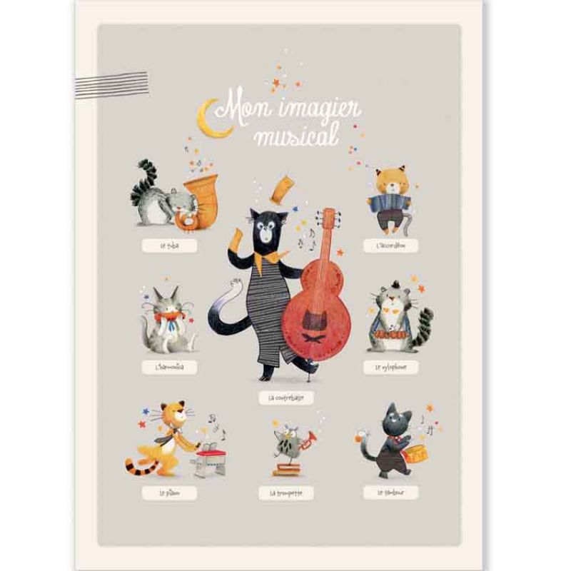 Affiche Imagier musical Les Moustaches (50 x 70 cm) Moulin Roty