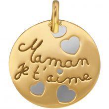 Médaille Maman je t'aime personnalisable (acier et or jaune 375°)  par Lucas Lucor