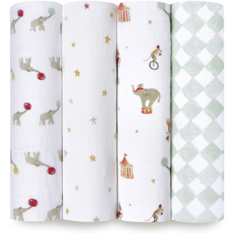 Lot de 4 maxi-langes essentials éléphant circus (112 x 112 cm) aden + anais