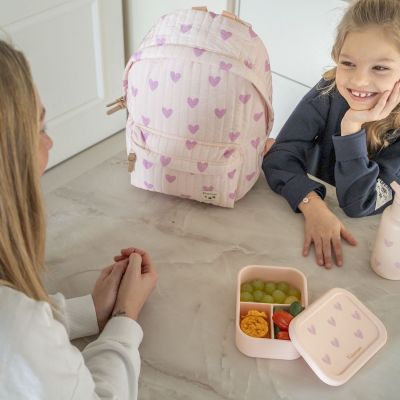 Lunch box en silicone Cœurs rose