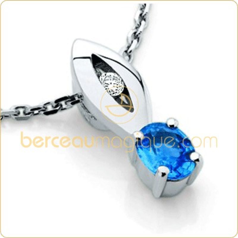 Pendentif coeur saphir de Ceylan (or blanc) Maison Augis
