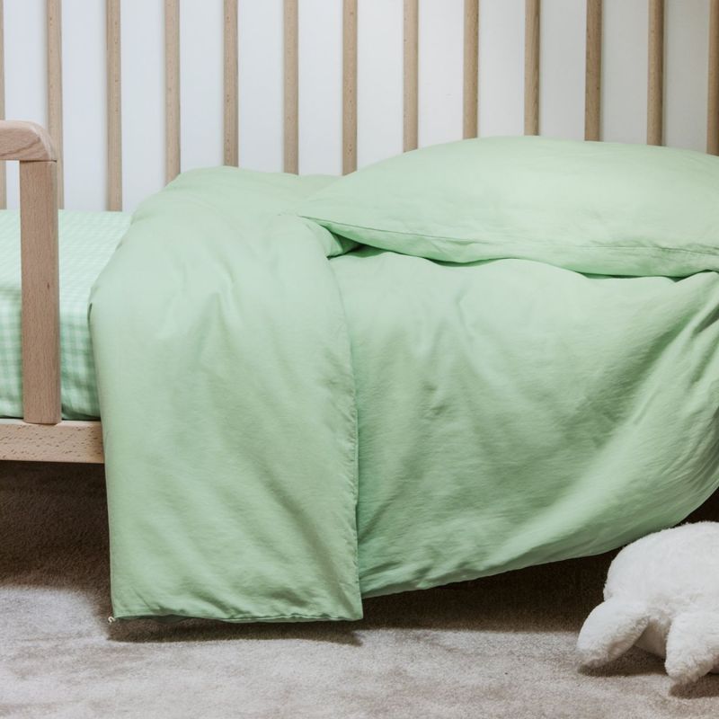 Housse de couette pur coton bio Vert Aqua (100 x 140 cm) Kadolis Ambiance 2