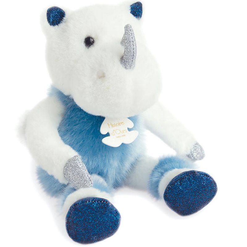 Peluche Rhinou le rhinocéros Happy Family bleu (25 cm) Histoire d'Ours