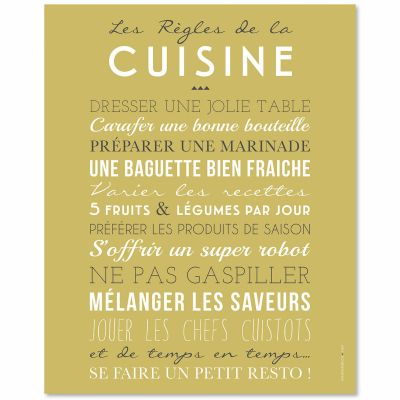 Affiche à encadrer Kitchen jaune (40 x 50 cm) Mes Mots Déco
