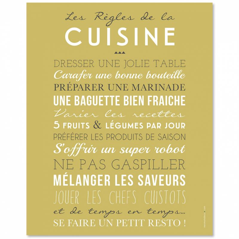 Affiche à encadrer Kitchen jaune (40 x 50 cm) Mes Mots Déco