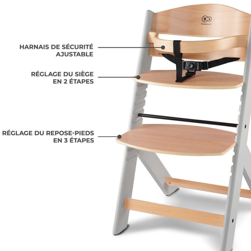 Chaise haute évolutive Enock Natural-Grey Kinderkraft Produit 2