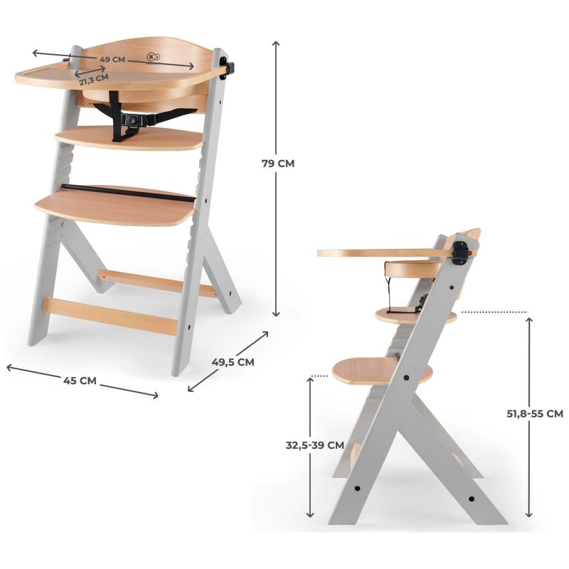 Chaise haute évolutive Enock Natural-Grey Kinderkraft Produit 7