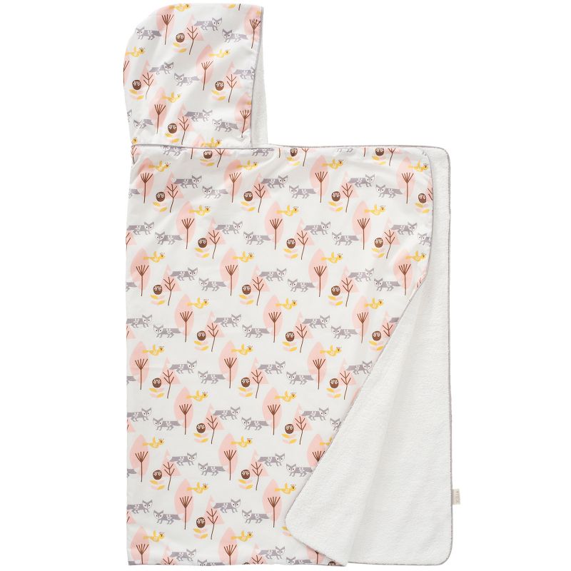 Cape de bain avec capuche renard rose en coton bio (100 x 75 cm) Fresk