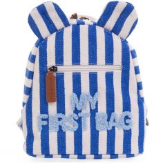 Sac à dos bébé My First Bag rayures bleu électrique-bleu clair - Childhome