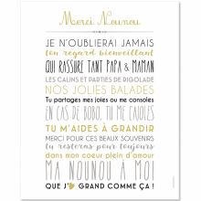 Affiche Merci nounou (40 x 50 cm)  par Mes Mots Déco