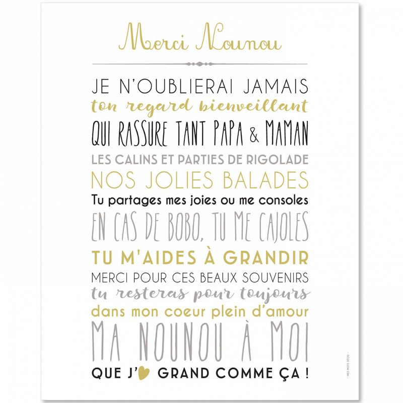 Affiche Merci nounou (40 x 50 cm) Mes Mots Déco