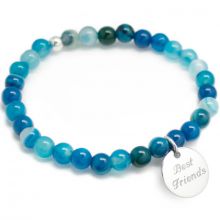 Bracelet de perles bleu personnalisable (argent 925° et agate)  par Petits trésors