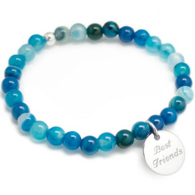 Bracelet de perles bleu personnalisable (argent 925° et agate) Petits trésors