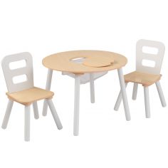 Table avec rangement et 2 chaises beiges