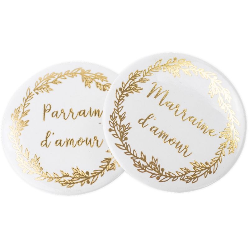 Lot de 2 badges Parrain et Marraine d'amour Arty Fêtes Factory