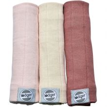 Lot de 3 langes rose clair, ivoire et rose foncé (70 x 70 cm)  par Lodger