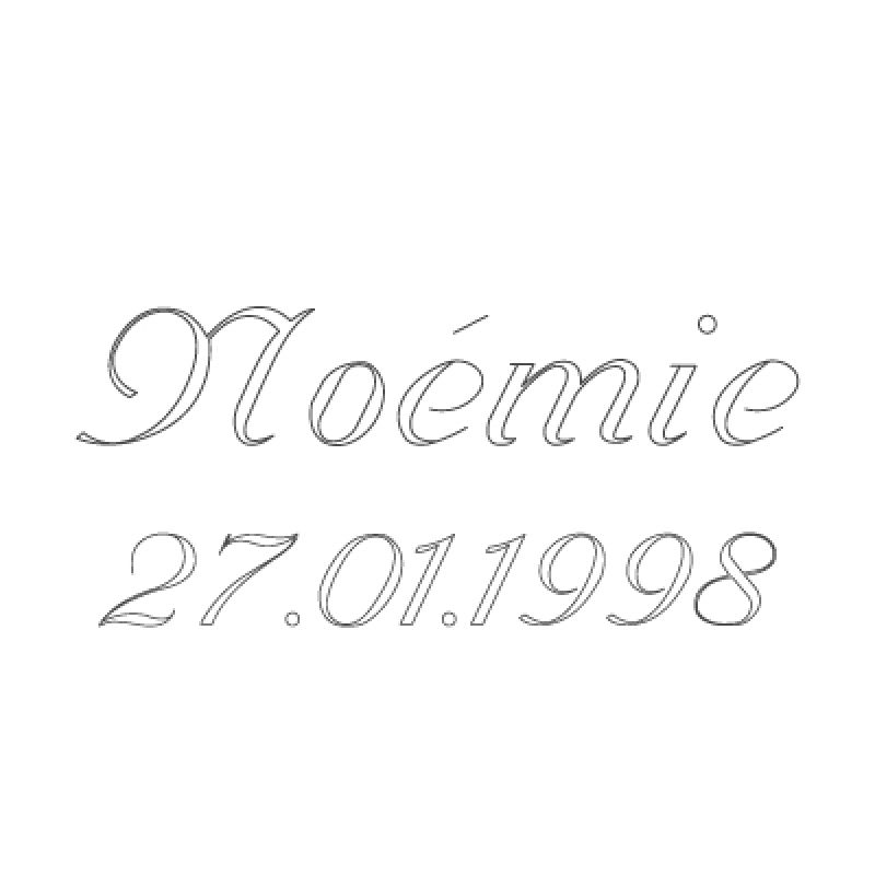 Gravure prénom + date sur médaille (Typo 6 Vanessa) Gravure magique OLD
