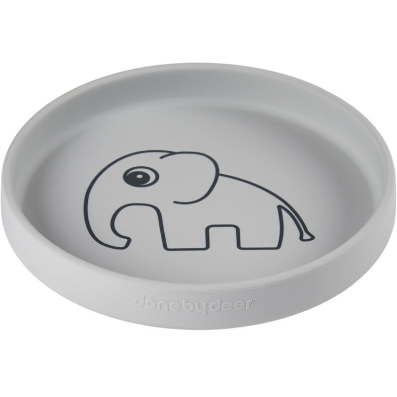 Assiette en silicone grise Elphee l'éléphant Done by Deer