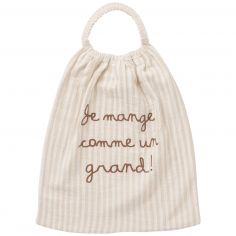 Serviette élastique comme un grand gaze de coton beige rayé galet - BB & Co
