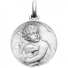 Médaille Enfant Jésus  (or blanc 750°)  par Becker