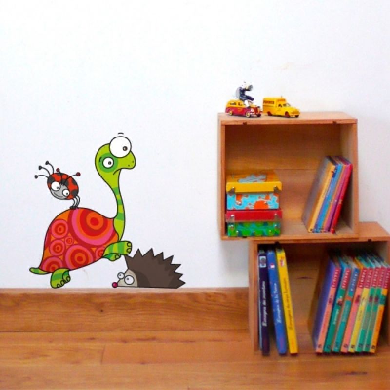 Sticker mural Hérisson, coccinelle et tortue Série-Golo